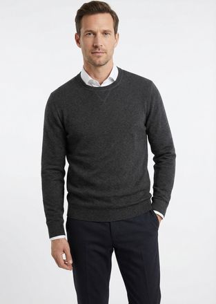 Olymp Rundhalspullover OLYMP OLYMP Strick Casual, Herren, Gr. 4XL, grau (anthrazit), Obermaterial: 100% Baumwolle, schmal, Rundhals, Pullover Rundhalspullov