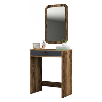Dmora Consola Dplacch, Mesa Multiusos, Gabinete De Soporte, Escritorio De Pasillo, 70x85h40 Cm, Nogal Y Antracita - Dmora