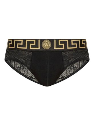 Versace Grecca lace briefs - Black