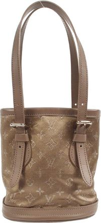 Louis Vuitton Bucket Bag Monogram Satin Brown Satin Handbag (Pre-Owned)