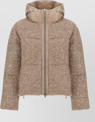 Herno boucl&eacute; sequin-embellished short down jacket