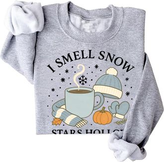 Generic I Smell Snow Sweatshirt Cozy Winter Christmas Sweatshirt I Smell Snow Shirt Merry Christmas Shirt Women Gray