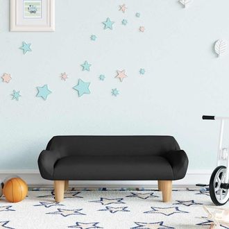 vidaXL Sof&aacute; Para Ni&ntilde;os De Tela Negro 70x40x24 Cm Vidaxl