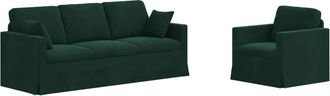 vidaXL Juego De Sof&aacute; 2 Uds. Verde Oscuro Terciopelo Vidaxl