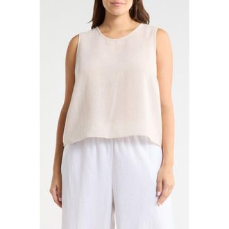 Renee C Stripe Sleeveless Cotton Top in Taupe at Nordstrom Rack, Size 1X