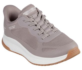 Skechers Slip-On Sneaker SKECHERS BOBS SQUAD 4, Damen, Gr. 35, grau (taupe), Mesh, Synthetik, Schuhe Slip-On Sneaker, Slipper, Freizeitschuh, Halbschuh mit Mem