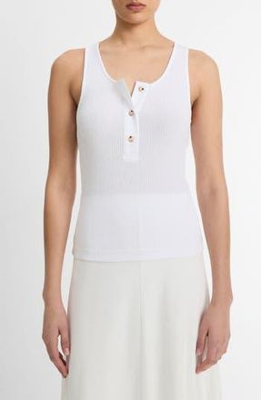 Vince Rib Pima Cotton Henley Tank in Optic White at Nordstrom Rack, Size X-Large