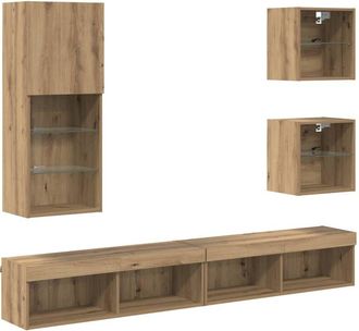 vidaXL TV Wall Units with LED Wall-mounted 5 pcs Artisan Oak Engineered Wood vidaXL