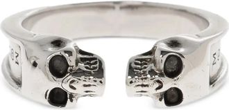 Alexander McQueen Thin Twin Skull Ring - Heren - Ringen - Grijs - 58 MM - Accessoires