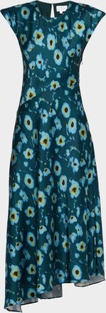 Tanya Taylor Violeta Asymmetric Satin Midi Dress