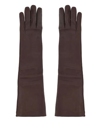 Brunello Cucinelli leather gloves - women - Lamb Fur - 21.6 - Brown