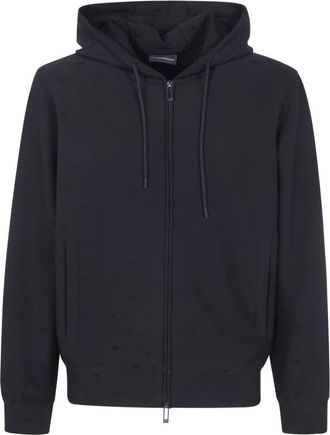 Emporio Armani Allover Eagle Sweatshirt - Heren - Vesten met rits - Zwart - S - Hoodies & sweatvesten
