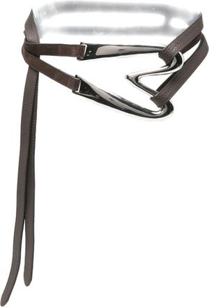 Moschino Chocolate Brown Wrap Design Leather Belt