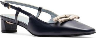 Frances Valentine Emma Slingback Pump in Navy/Oyster at Nordstrom, Size 8.5