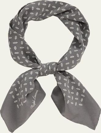 Ralph Lauren Purple Label Mens Cashmere and Silk Geometric Neckerchief