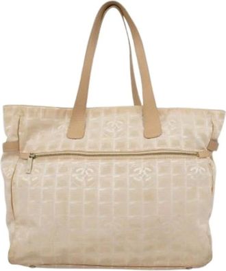 Chanel Pre-owned Tote Bags, female, Beige, Size: ONE SIZE Pre-owned Vintage Nylon Tote Bag