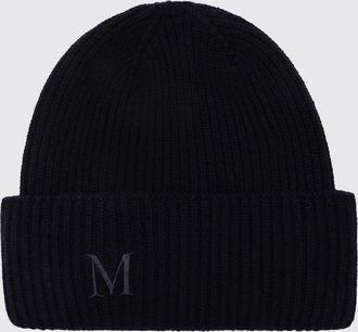 Max Mara Ribbed Wool Beanie Hat with Jacquard Logo and Cuff