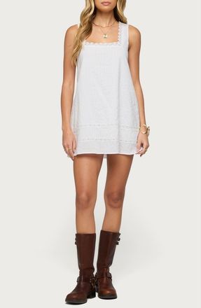 Edikted Doroh Lace Trim Minidress in White at Nordstrom, Size X-Small
