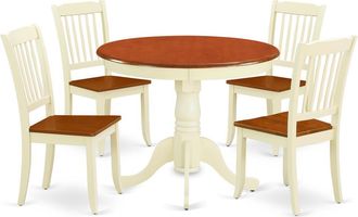 East West Furniture Dining Room Set Buttermilk & Cherry, ANDA5-BMK-W