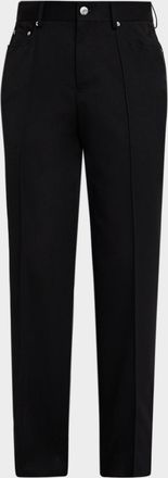 Helmut Lang Mens Straight-Leg Pintuck Pleated Five-Pocket Trousers