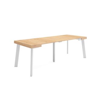 Skraut Home Mesa Consola Extensible, Mesa Comedor Plegable, 220, Para 10 Comensales, Patas De Madera, Estilo Moderno, Roble - Skraut Home