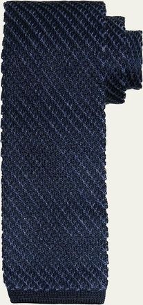 Brioni Mens Cashmere Blend Tricot Stripe Tie
