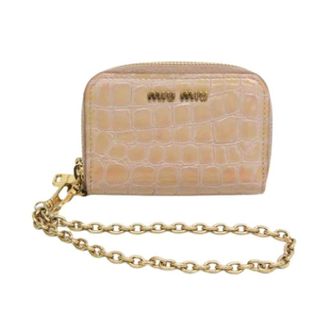 Miu Miu Pre-owned Double zipper Card Case - Dames - Vintage Tassen - Beige - ONE Size - Leer - Vintage