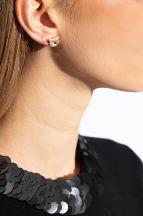Ferragamo Earrings With Logo, Womens, Gold