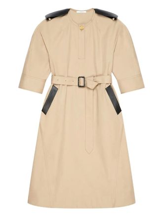 Givenchy belted cotton dress - women - Cotton/Lambskin - 38 - Neutrals