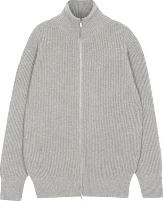 John Smedley Maglione Mallam a coste con zip - Grigio