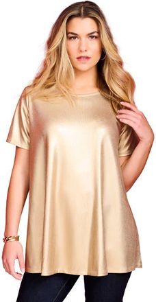 Roaman's Metallic Swing Tee in Pale Gold at Nordstrom, Size 28