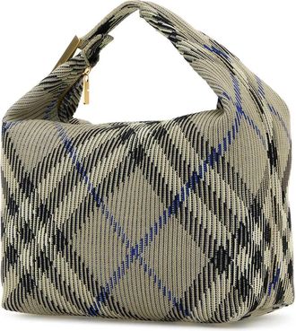 Burberry Womens Embroidered Nylon Shoulder Bag Beige