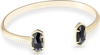 Kendra Scott Elton Gold Cuff Bracelet in Black Opaque Glass