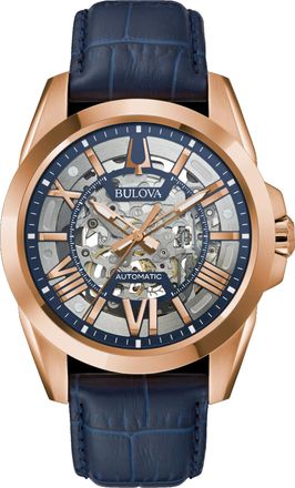 Bulova Sutton Automatic Mens Blue Watch 97A161 Leather - One Size