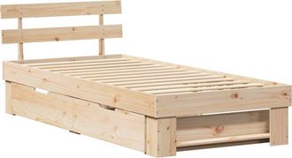 vidaXL Bed Frame with Headboard Brown 75 x 190 cm Solid pine wood Vidaxl