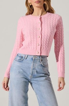 ASTR the Label Cable Stitch Cardigan in Pink at Nordstrom Rack, Size Medium