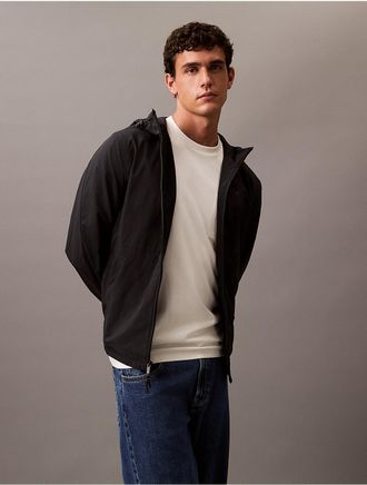 Calvin Klein Mens Crinkle Nylon Windbreaker - Black - XS