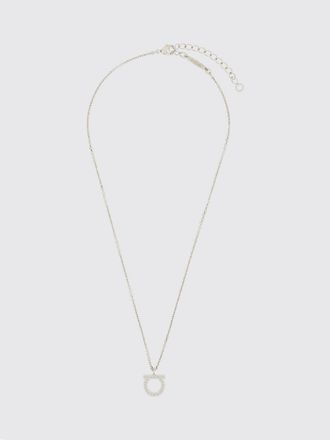 Ferragamo Silver-Toned Brass Logo Necklace with Glass Details