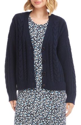 Karen Kane Cable Stitch Cardigan in Navy at Nordstrom, Size X-Small