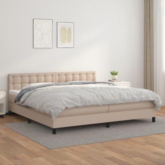 vidaXL Cama Box Spring Con Colch&oacute;n Cuero Sint&eacute;tico Capuchino 200x200cm Vidaxl