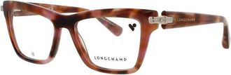 Longchamp Ladies Tortoise Rectangular Eyeglass Frames Lo2766