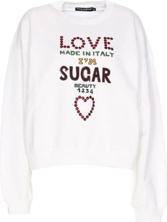Dolce & Gabbana Sweatshirt met ronde hals en print - Dames - Sweatshirts - Wit - XS - Hoodies & sweatvesten