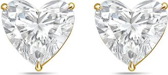Diana M. Jewels 14Kt Yellow Gold 4.00 cts Lab Grown Heart shaped Diamond Studs