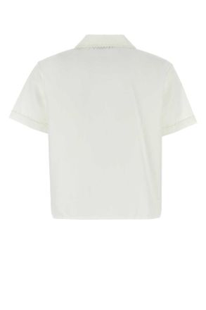 Miu Miu Womens White Poplin Shirt Bianco Exterior: Cotton Linen Camicie