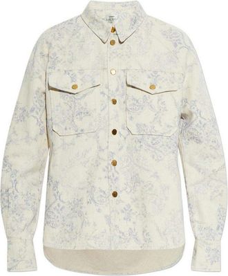 Forte_Forte Floral Print My Shirt Cotton Denim Overshirt
