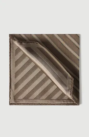 Brunello Cucinelli Regimental stripe silk pocket square in Grey at Nordstrom