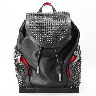 Christian Louboutin Black Red Color Leather Backpack (Pre-Owned)
