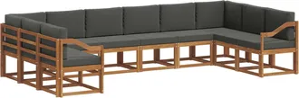 vidaXL Conjunto De Sof&aacute;s De Exterior 10 Uds. Natural Y Antracita Vidaxl