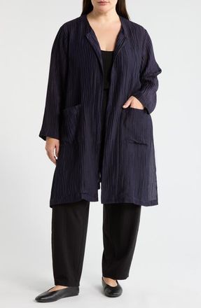 Eileen Fisher Micropleat Collarless Jacket in Ink at Nordstrom, Size 2 X