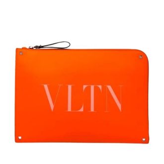 Valentino Pre-owned Rockstud Clutch - Dames - Pre-owned - Oranje - Maat: ONE Size Leer